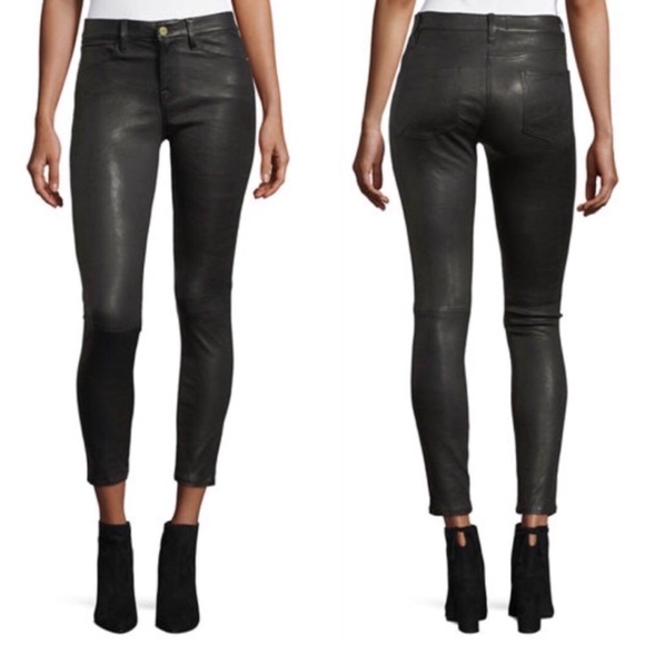 frame le skinny de jeanne leather pants
